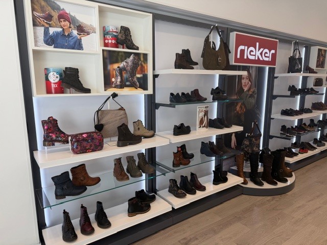 Rieker Shoes new instore furniture modular wall bay system development by Three Point
