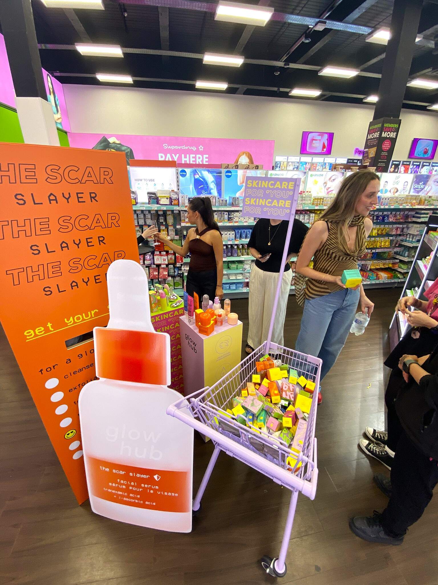 Glow Hub range of POS designed and made by Three Point. Showcased at the beauty playground event in Superdrug, Manchester Trafford Centre