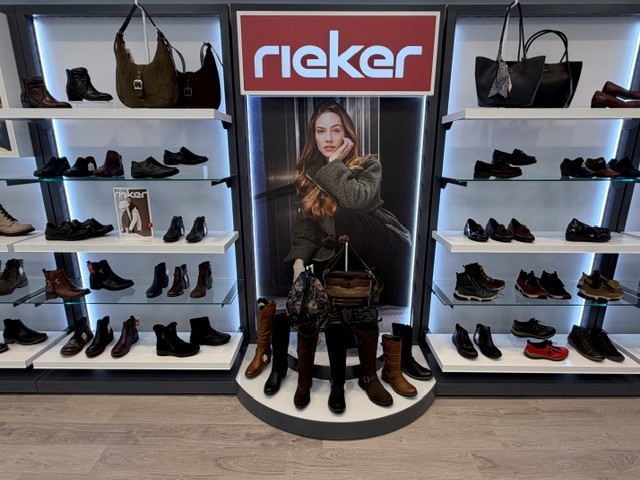Rieker Shoes new instore furniture modular wall bay system development by Three Point