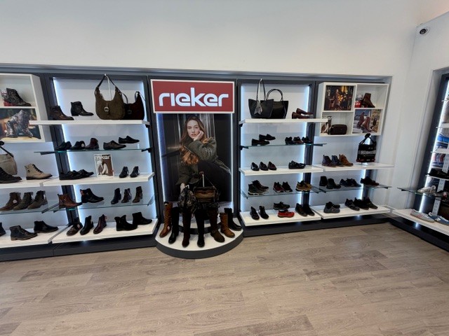 Rieker Shoes new instore furniture modular wall bay system development by Three Point