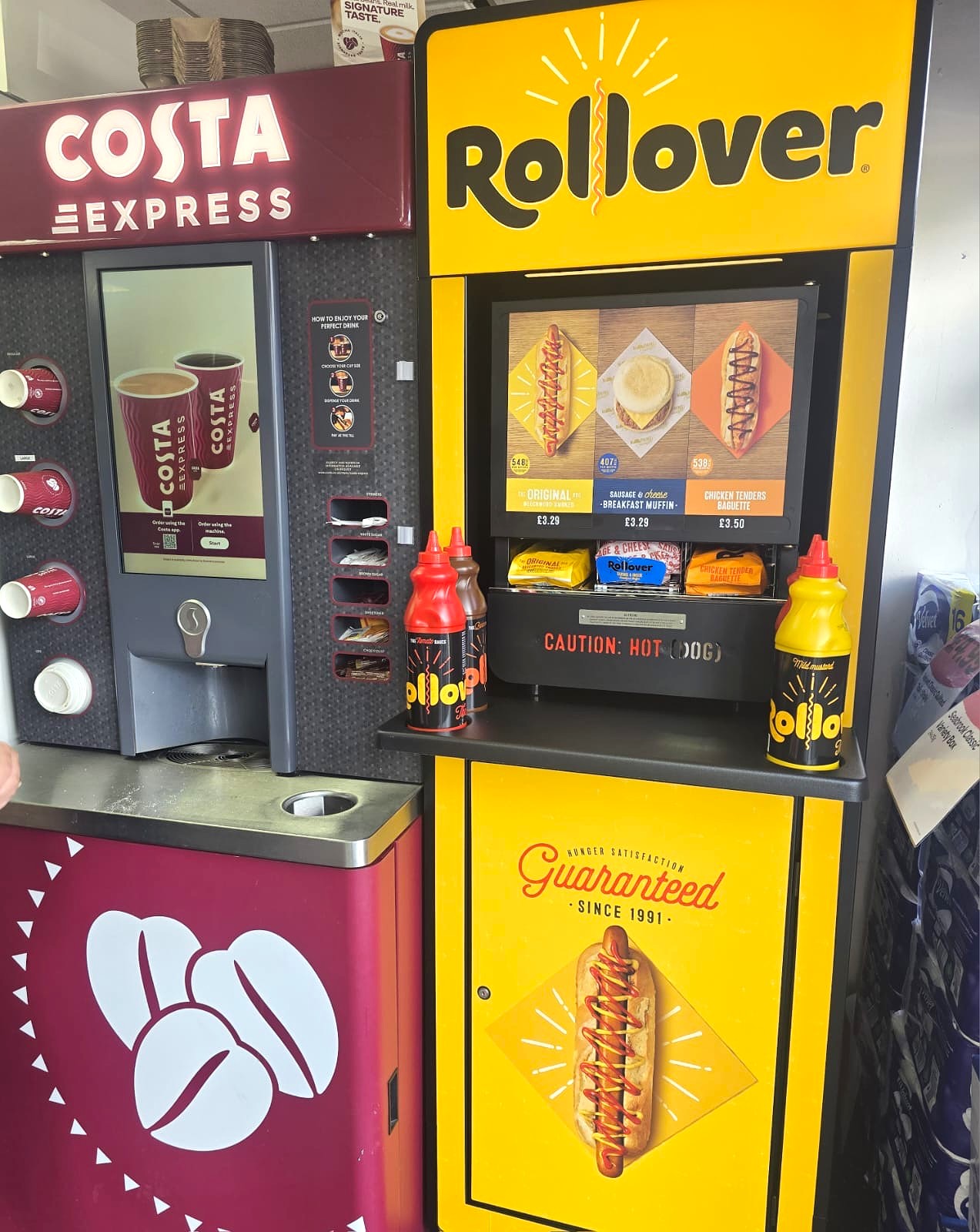 Roller hotdogs illuminated 3D header designed and installed by Three Point