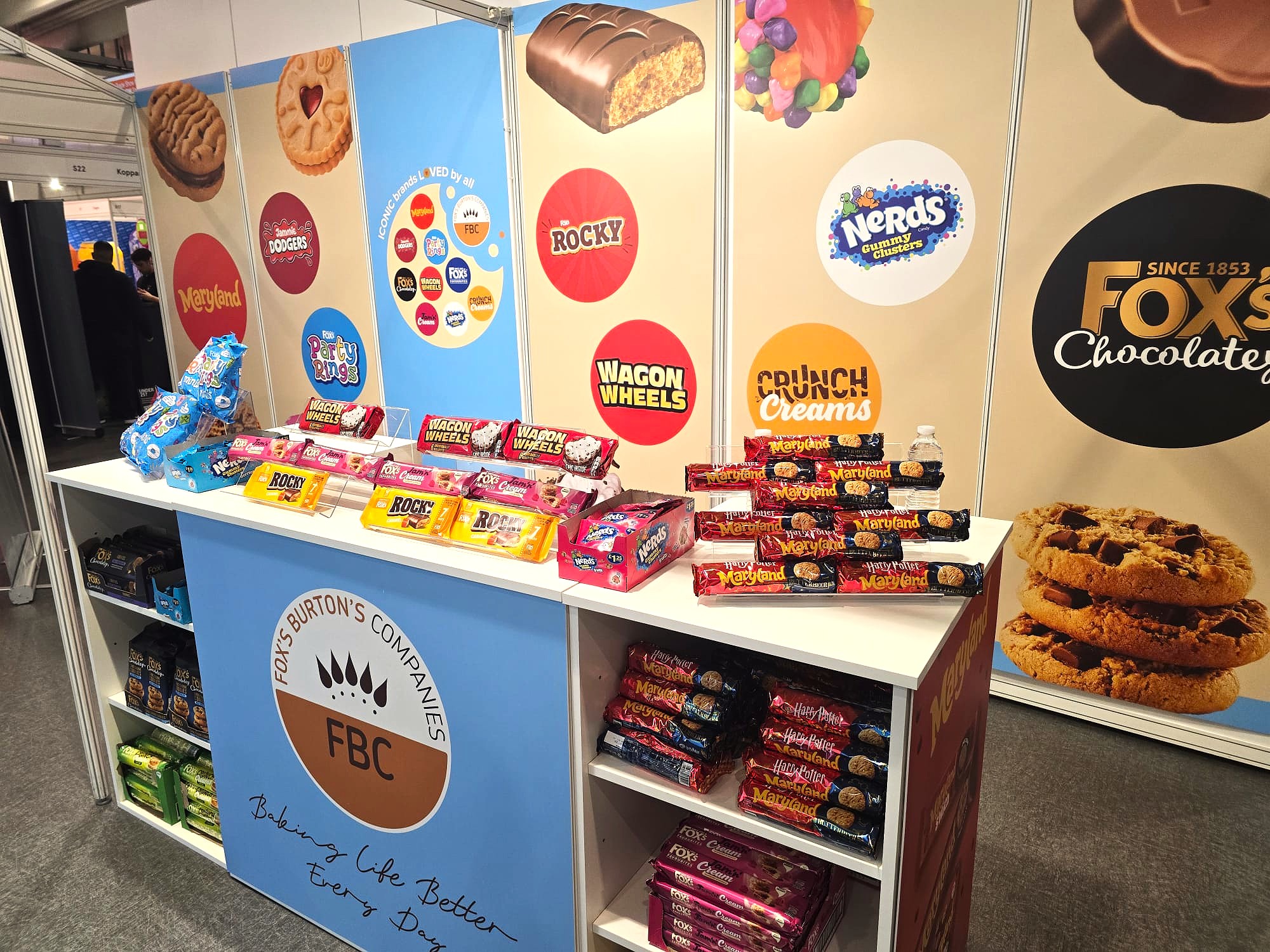 Fox's Burtons Companies Euro Trade Show exhibition stand in Sandown UK by Three Point