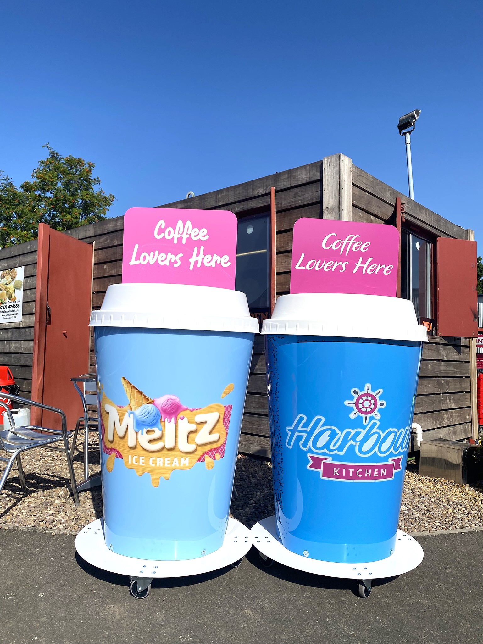 Harbour Amusement Park giant cup activations designed and made by Three Point