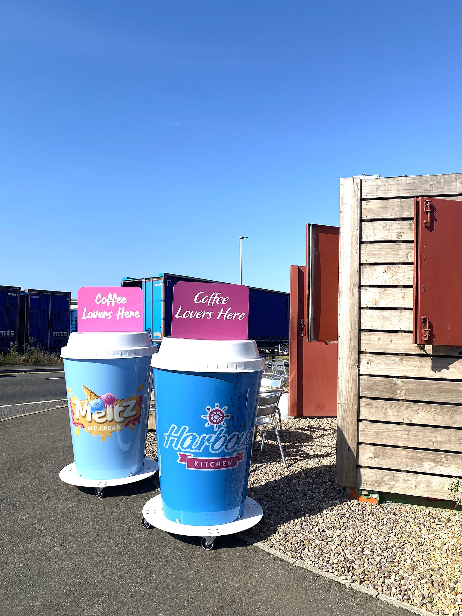 Harbour Amusement Park giant cup activations designed and made by Three Point
