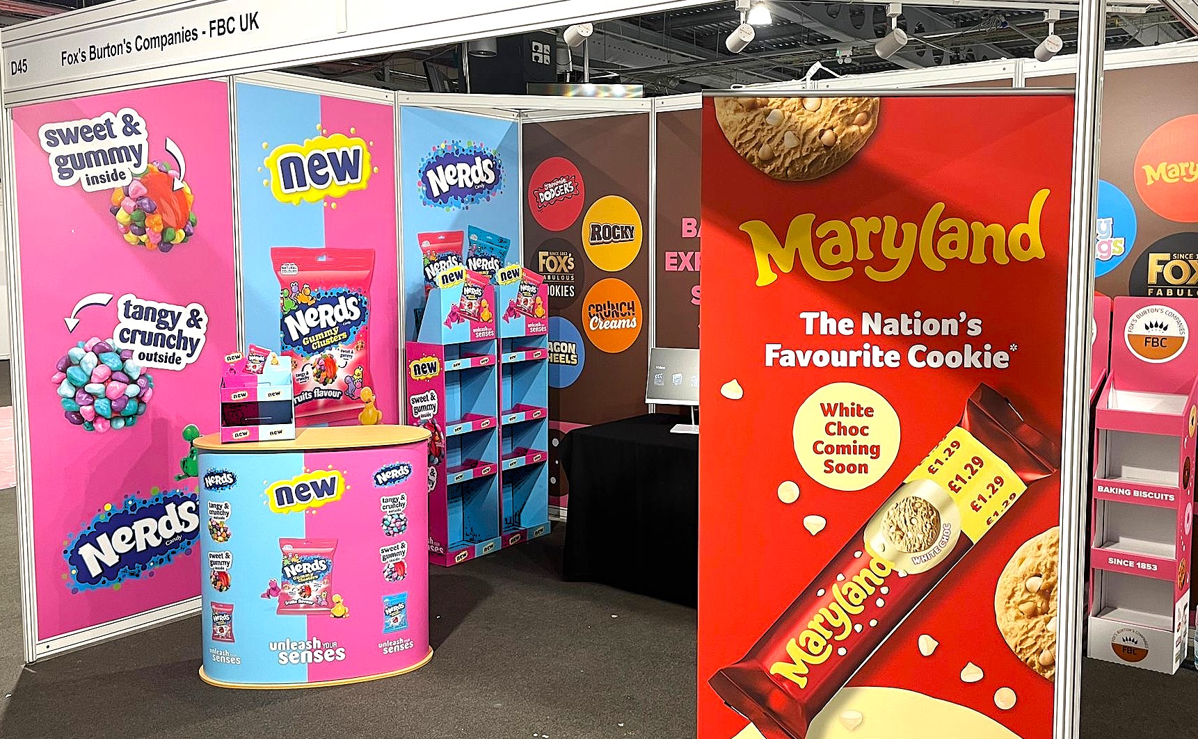 Burtons Foods Booker Trade Show shell scheme exhibition stand designed and installed by Three Point