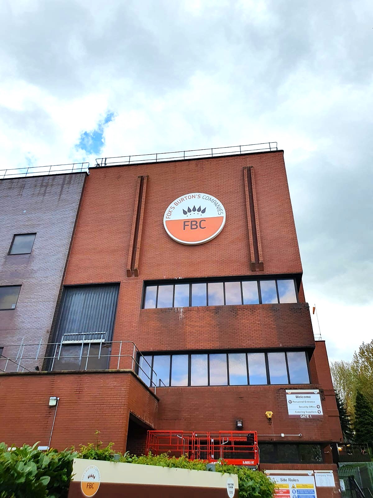 Fox's Burtons Foods illuminage sign design made and installed by Three Point